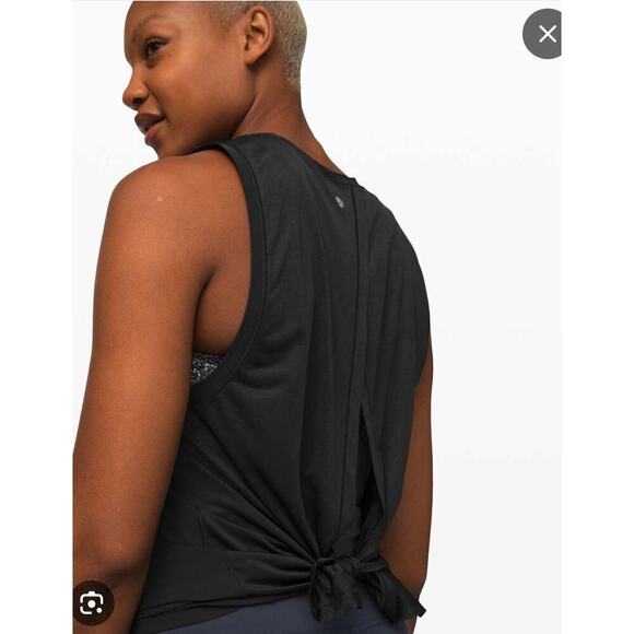 Lululemon Goal Up Tie Back Tank Sz 8 Black - Picture 1 of 5
